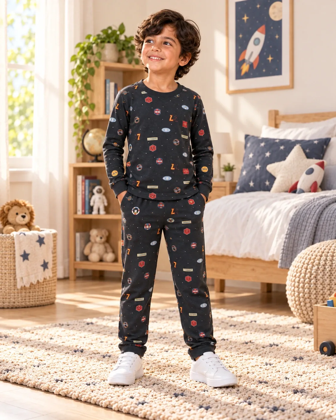 Space Badge Pajama Set, style FZ-ST-0157 at FIZZI Fashion