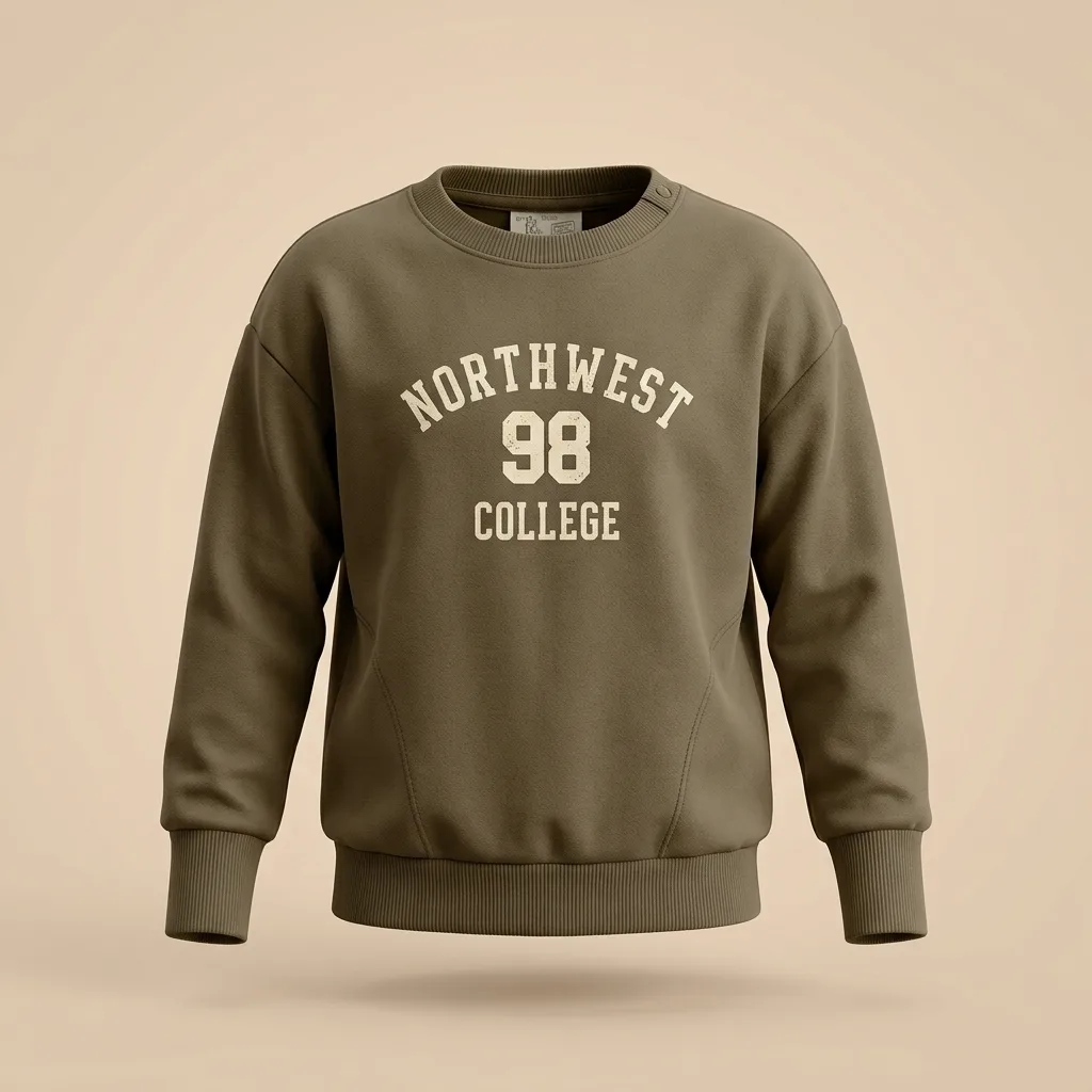 Kids Northwest College 98 Varsity Lettering Crewneck Sweatshirt, style FZ-SW-0099 at FIZZI Fashion