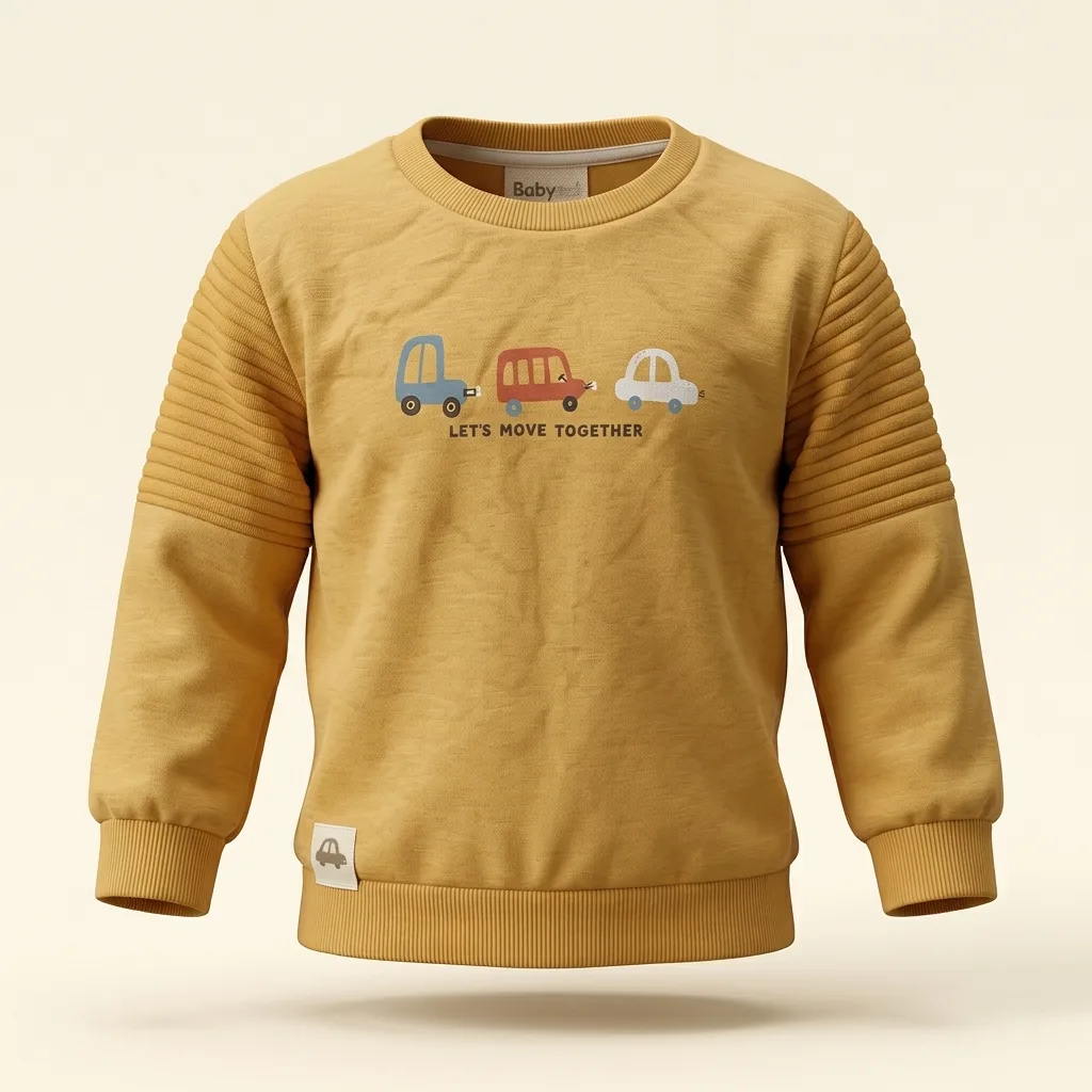 Toddler Textured Sleeve Car Graphic Sweatshirt, style FZ-SW-0067 at FIZZI Fashion