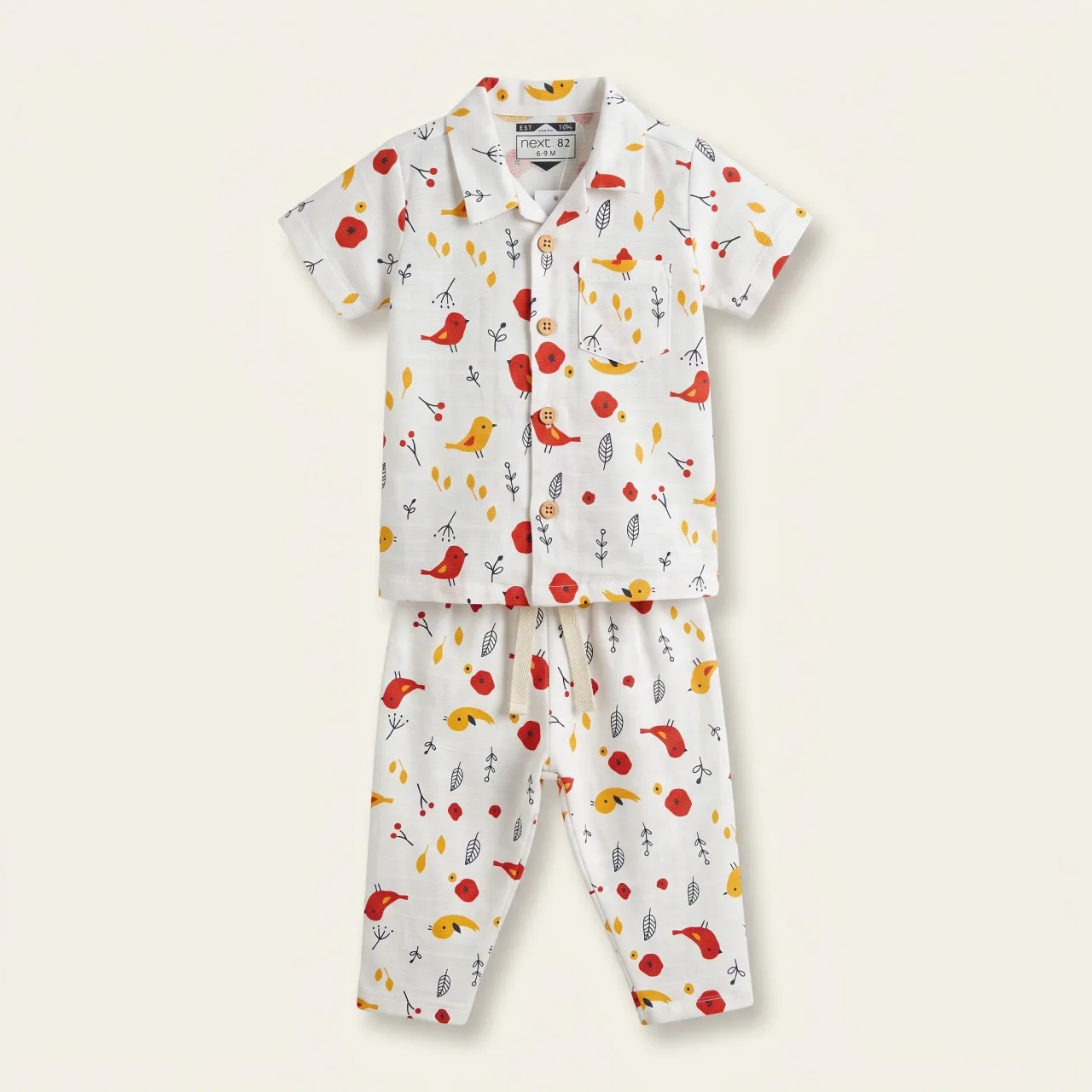 Light White kids half sleeve pant Set, style FZ-SW-0033 at FIZZI Fashion