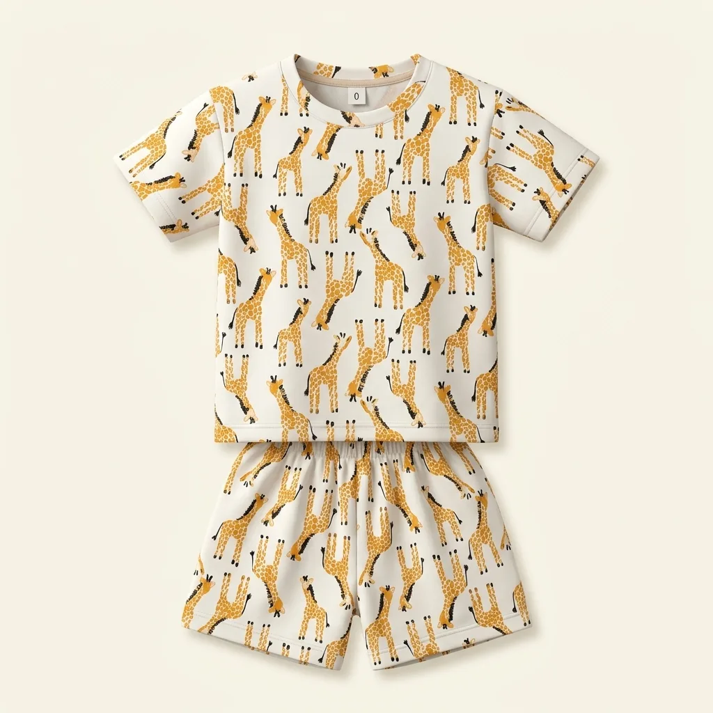 Cotton Short Sleeve Tee & Shorts Co-ord Set, style FZ-ST-0128 at FIZZI Fashion