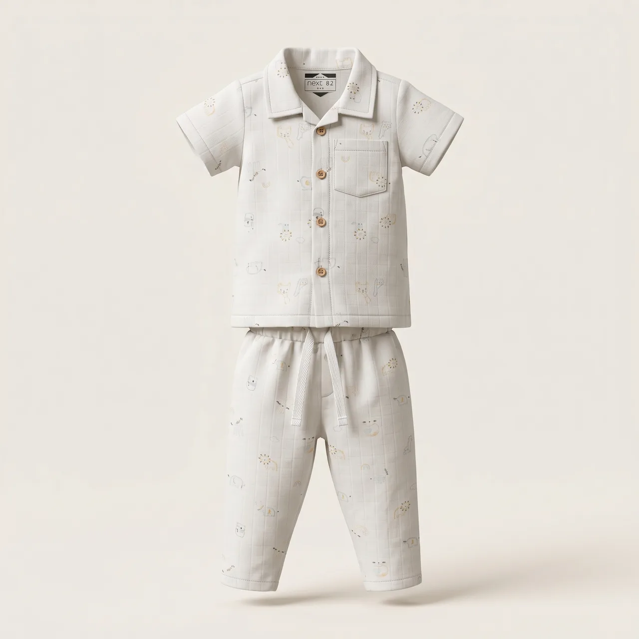 Sand Beige kids half sleeve pant Set, style FZ-SW-0034 at FIZZI Fashion