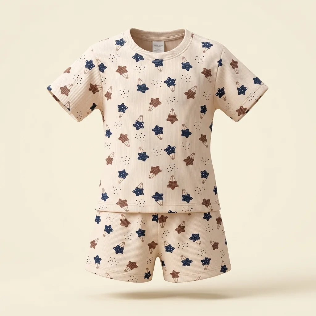 Ribbed Cotton Short Sleeve Tee & Shorts Pajama Set