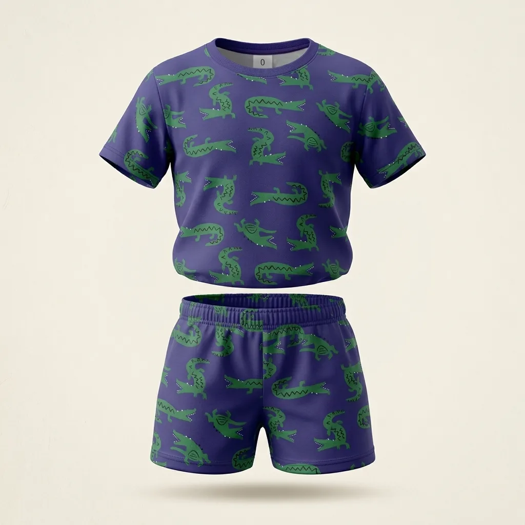 Cotton Short Sleeve Tee & Shorts Pajama Set, style FZ-ST-0133 at FIZZI Fashion