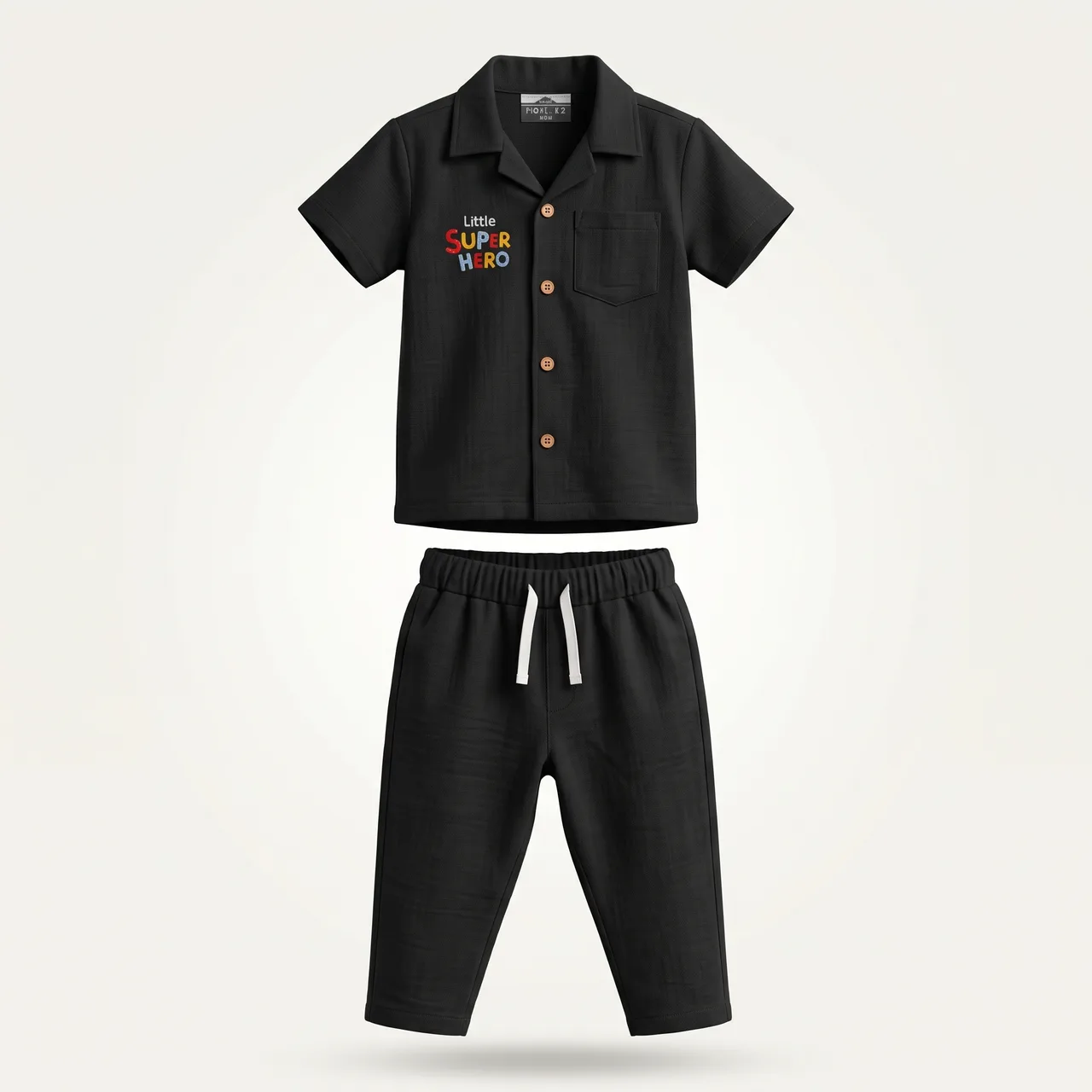 Black kids half sleeve pant Set, style FZ-SW-0026 at FIZZI Fashion