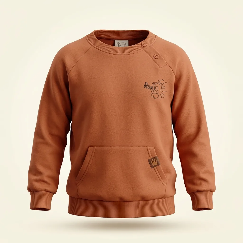 Toddler Raglan Sleeve Lion Embroidered Sweatshirt, style FZ-SW-0069 at FIZZI Fashion