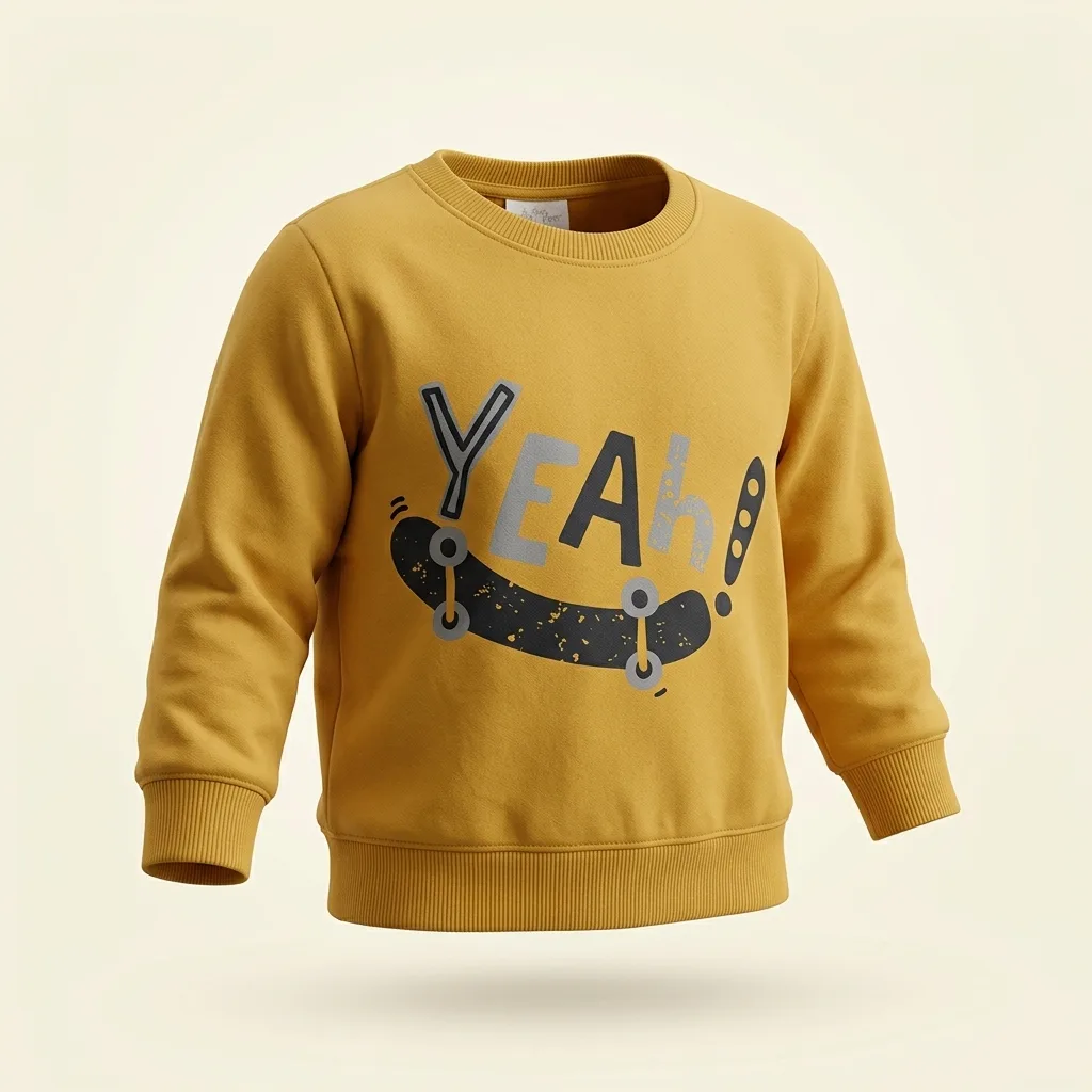 Kids Skateboard Smile Graphic Crewneck Sweatshirt, style FZ-SW-0076 at FIZZI Fashion