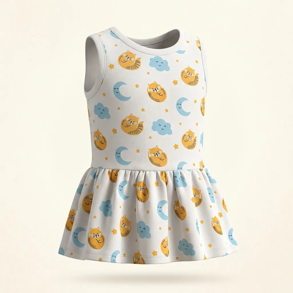 Baby Girl Sleeveless Flared Frock, style FZ-DR-0146 at FIZZI Fashion