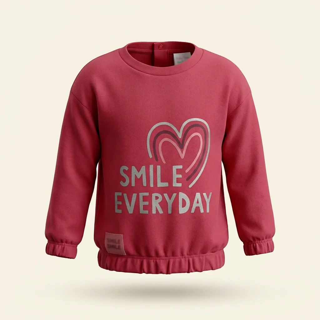 Toddler Smile Everyday Heart Print Elastic Waist Sweatshirt, style FZ-SW-0091 at FIZZI Fashion
