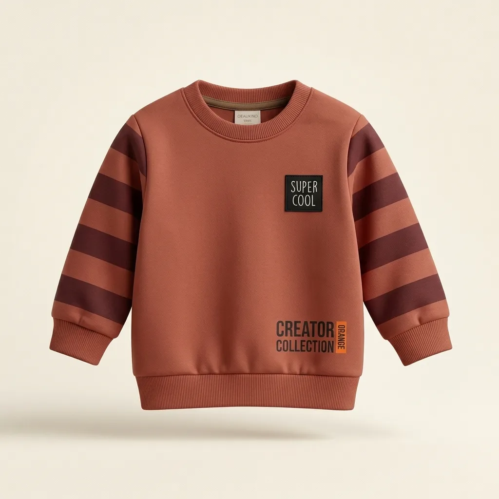 Kids Creator Collection Striped Sleeve Crewneck Sweatshirt, style FZ-SW-0083 at FIZZI Fashion