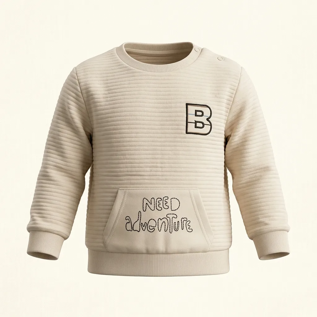 Kids Quilted Adventure Badge Crewneck Sweatshirt, style FZ-SW-0068 at FIZZI Fashion