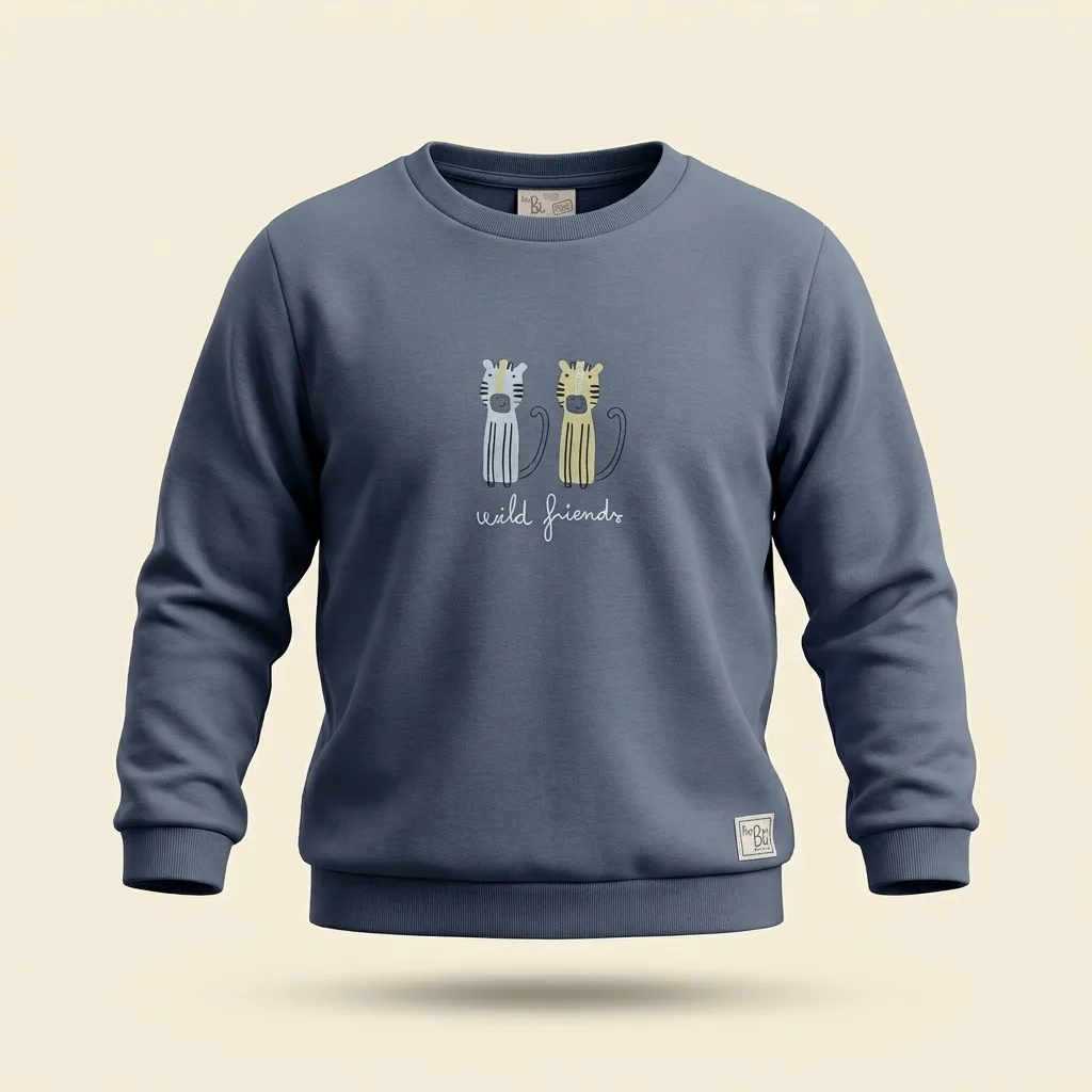 Toddler Wild Friends Graphic Crewneck Sweatshirt, style FZ-SW-0072 at FIZZI Fashion