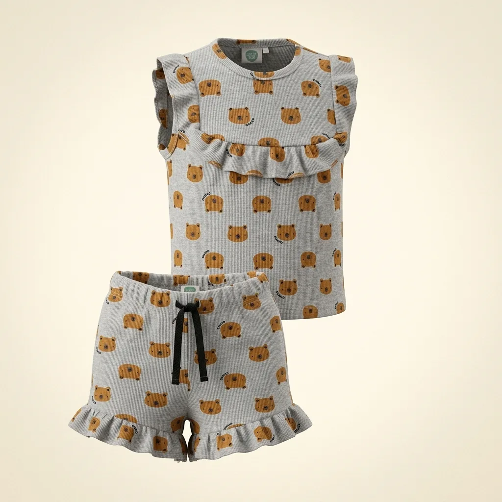 Heather Gray Girls Set / Co-Ord, style FZ-ST-0115 at FIZZI Fashion
