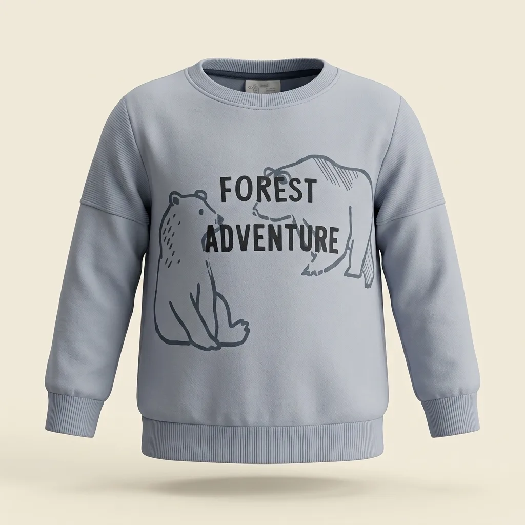 Kids Forest Adventure Bear Graphic Sweatshirt, style FZ-SW-0073 at FIZZI Fashion