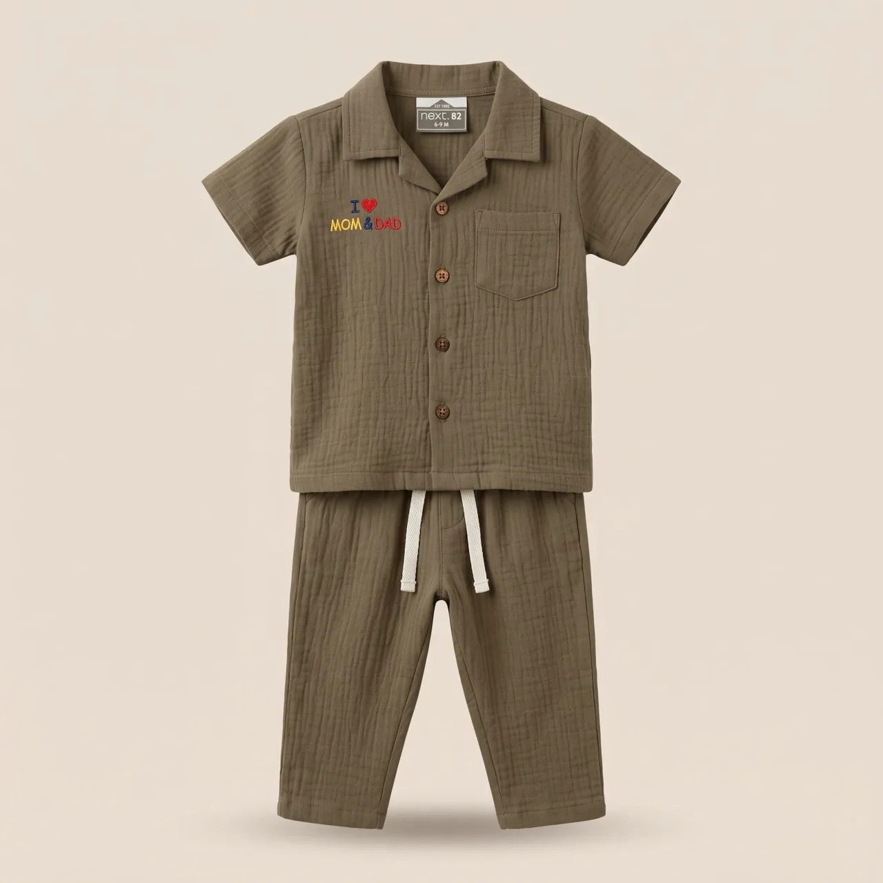 Warm Brown kids half sleeve pant Set, style FZ-SW-0025 at FIZZI Fashion