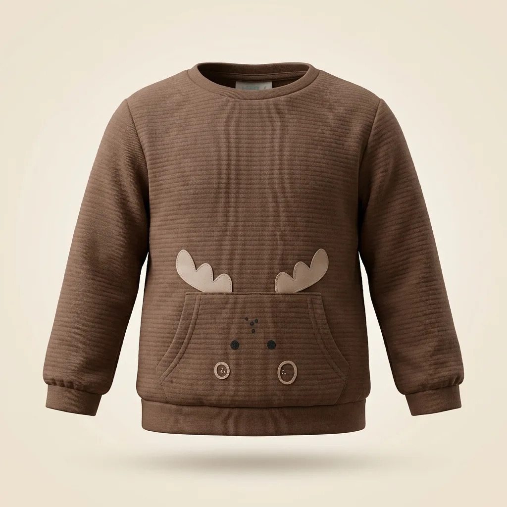 Toddler Quilted Moose Pocket Crewneck Sweatshirt, style FZ-SW-0064 at FIZZI Fashion