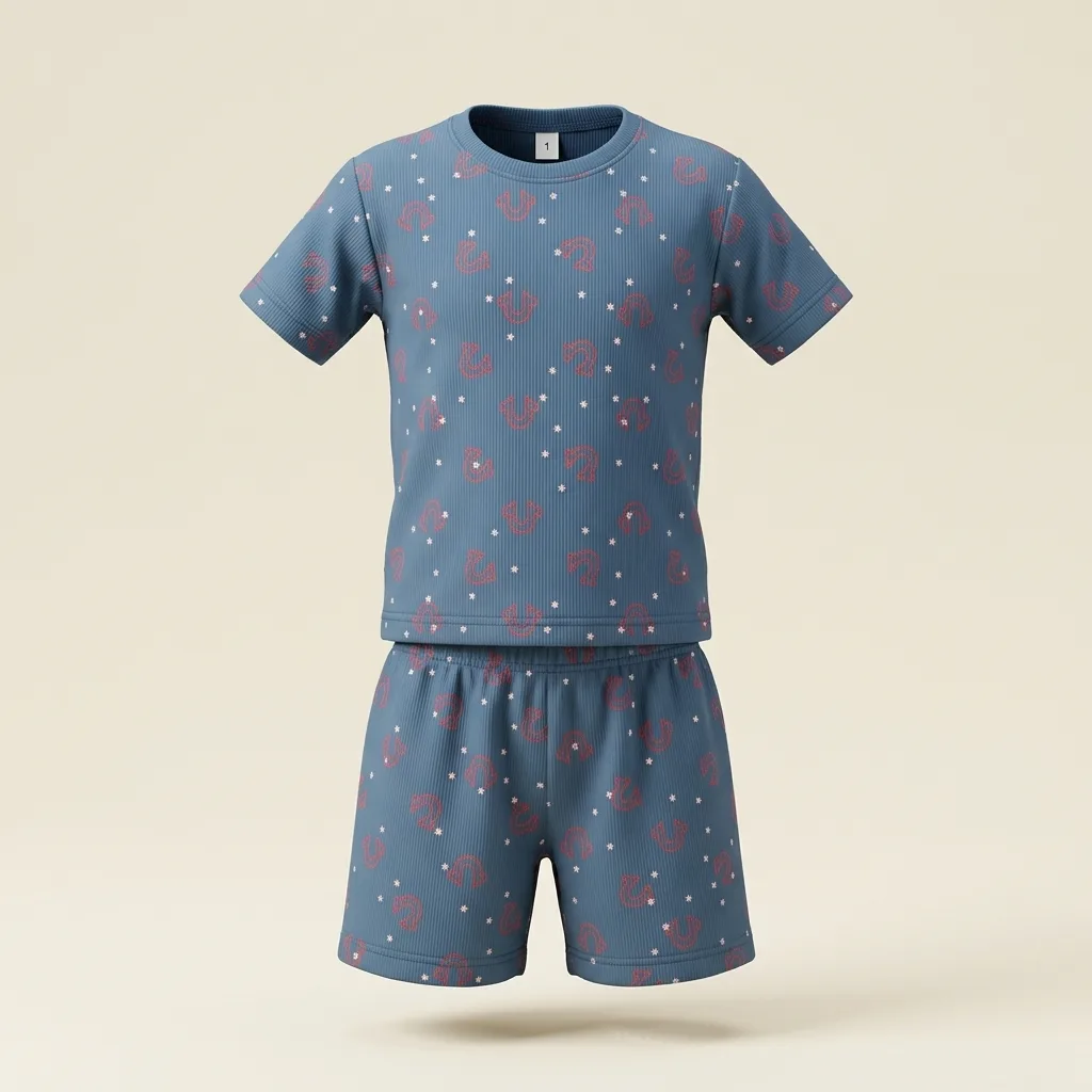 Ribbed Cotton Short Sleeve Tee & Shorts Pajama Set