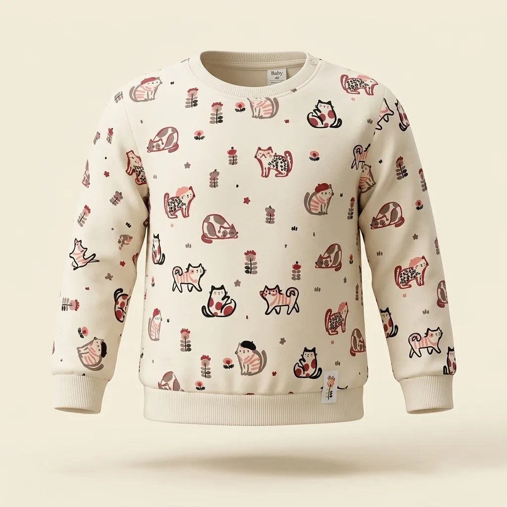 Baby All-Over Cat Graphic Crewneck Sweatshirt, style FZ-SW-0062 at FIZZI Fashion