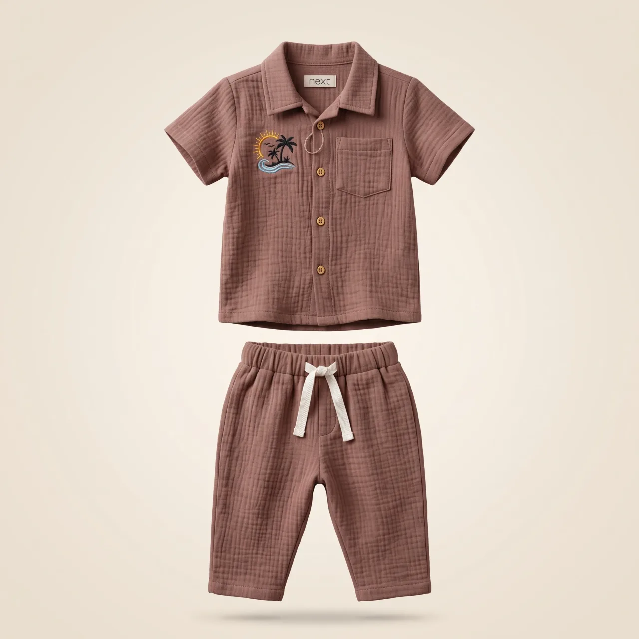Rust Brown kids half sleeve pant Set, style FZ-SW-0035 at FIZZI Fashion