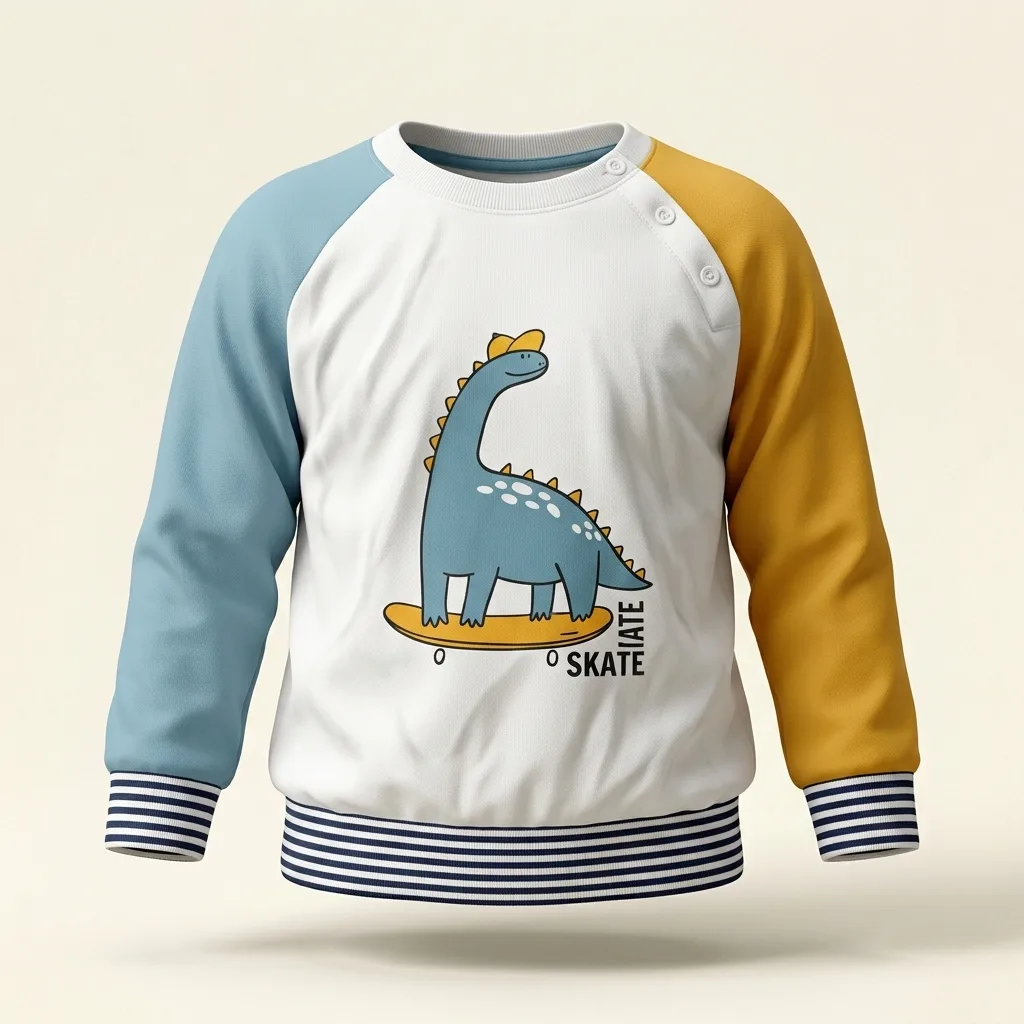 Toddler Colorblock Skating Dinosaur Graphic Sweatshirt, style FZ-SW-0079 at FIZZI Fashion