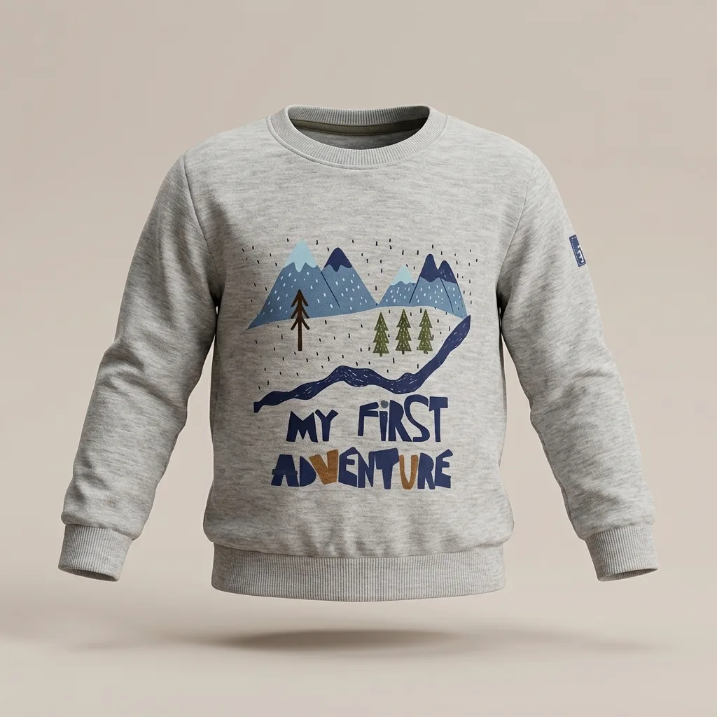 Kids My First Adventure Mountain Graphic Sweatshirt, style FZ-SW-0087 at FIZZI Fashion