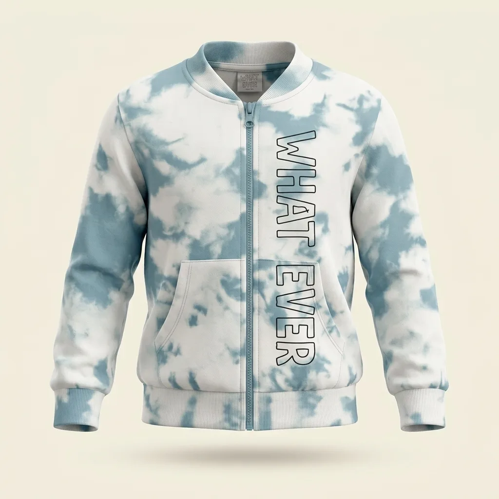 Kids Whatever Tie-Dye Zip-Up Bomber Sweatshirt Jacket, style FZ-SW-0085 at FIZZI Fashion