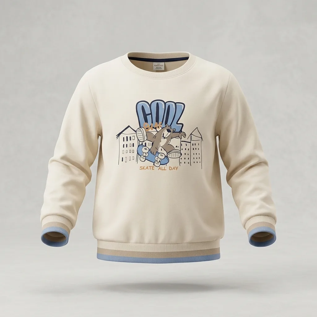 Kids Skateboard Bear Graphic Crewneck Sweatshirt, style FZ-SW-0059 at FIZZI Fashion