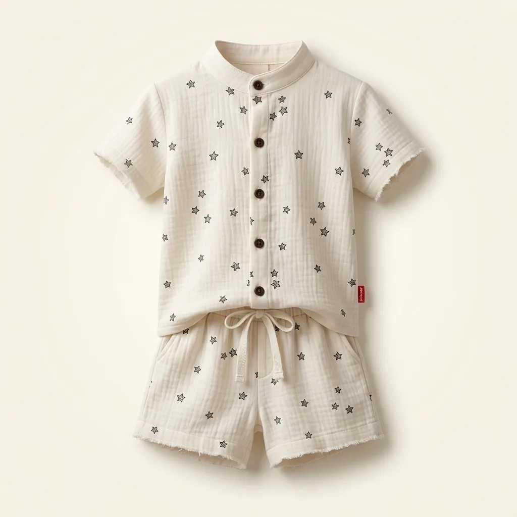 Cream Shirt and short set, style FZ-TS-0037 at FIZZI Fashion