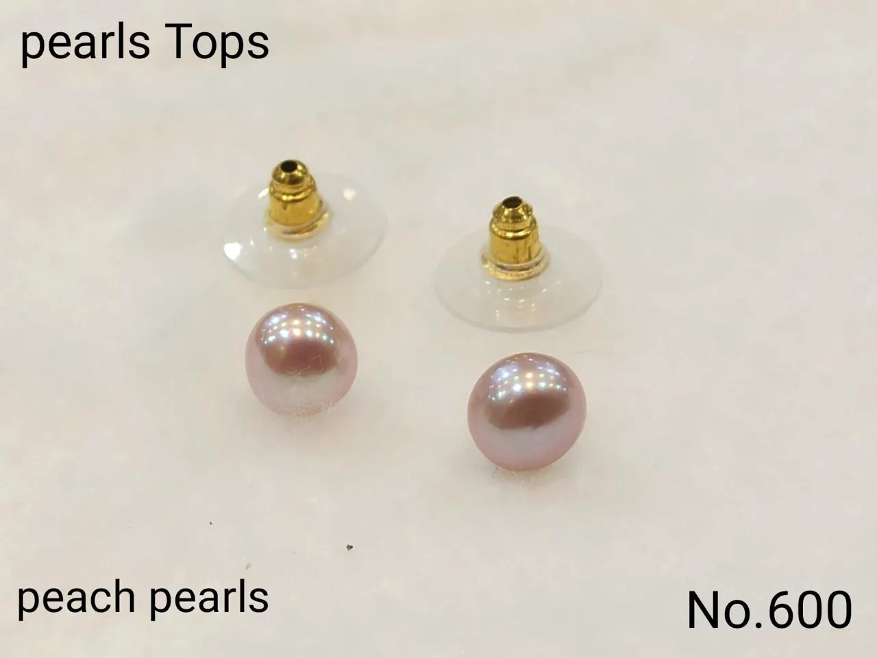 Peach Freshwater Pearl stud earrings — Peach