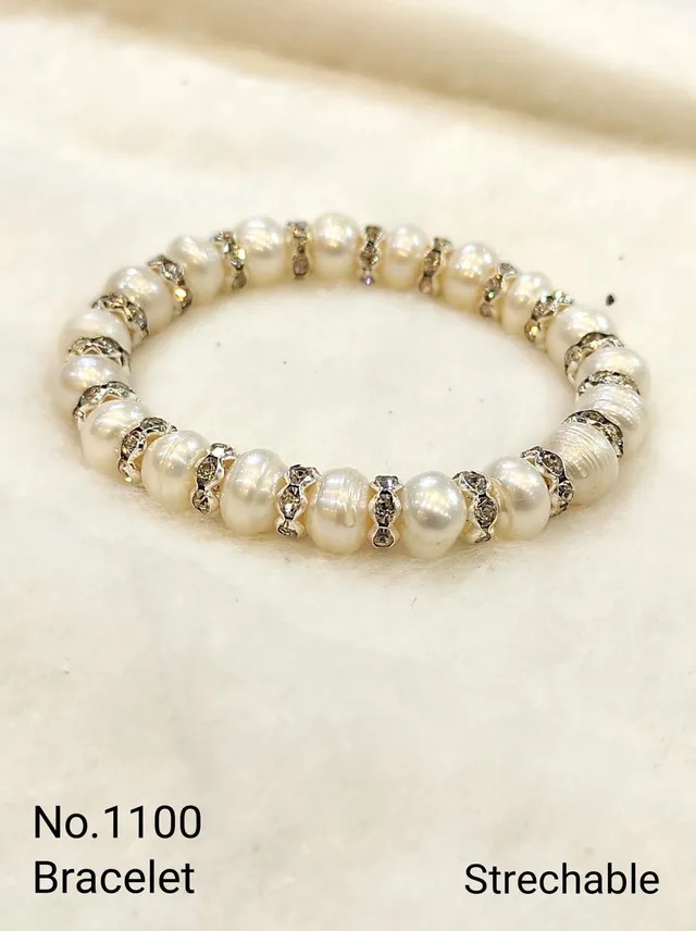 White — Freshwater Pearl Beaded Bracelet — White