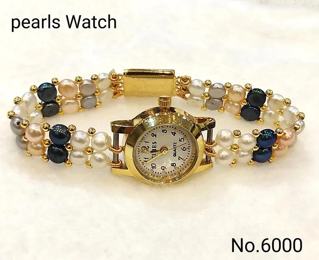 White & Black — Freshwater Pearl Watch — White & Black