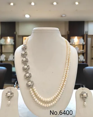 White & Silver — Freshwater Pearl necklace set