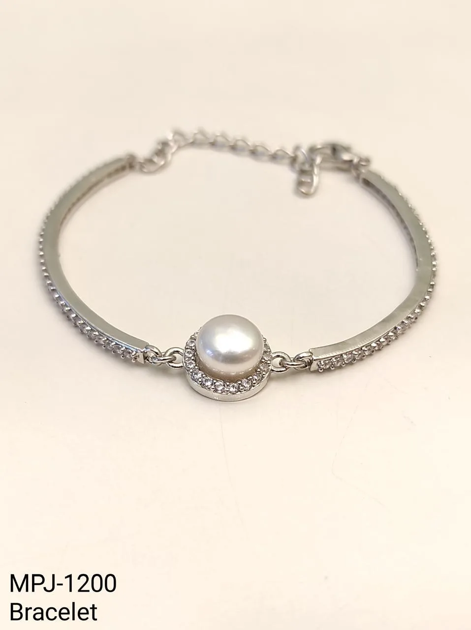 Silver & White — Freshwater Pearl Accent Bracelet — Silver & White