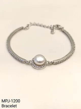 Silver & White — Freshwater Pearl Accent Bracelet