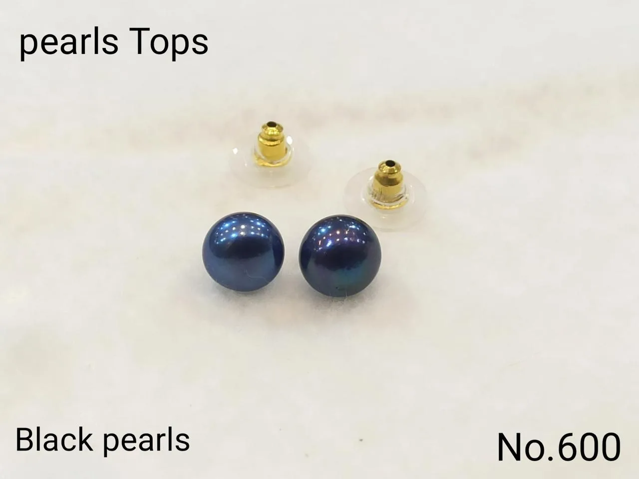 Black — Freshwater Pearl Stud Earrings — Black