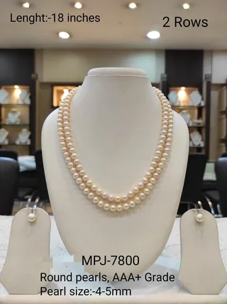 Pearl double strand necklace with earrings