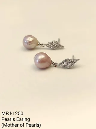 Lavender Pink Mother-of-Pearl Leaf Drop Earrings
