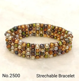 Silver — Multicolor Freshwater Pearl stretch bracelet