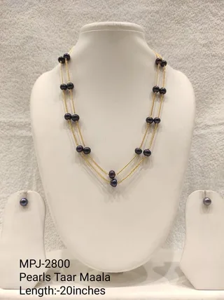 Black Pearl Double Station Necklace Set — 20 in