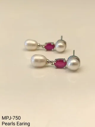 Pink Oval Accent Pearl Drop Earrings