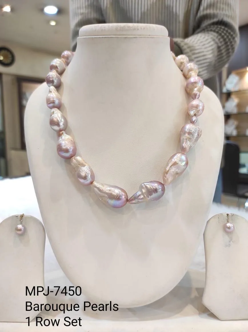 Pink Petal Baroque Pearl Necklace Set — Pink & Cream