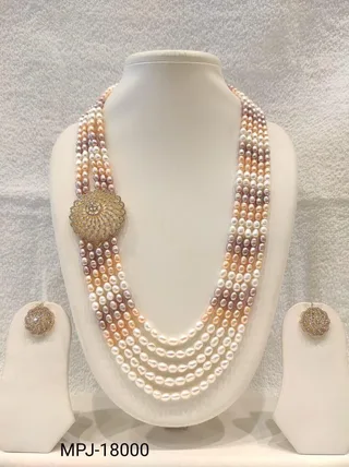 Multicolour — Multi-strand Freshwater Pearl Necklace Set