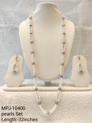 Pearl Beaded Necklace and Earrings