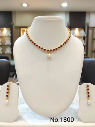 Red & Gold & White — Red and Freshwater Pearl Necklace Set
