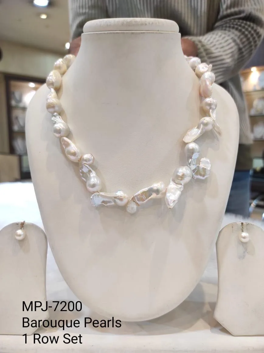 White Statement Coin Pearl Necklace Set — White