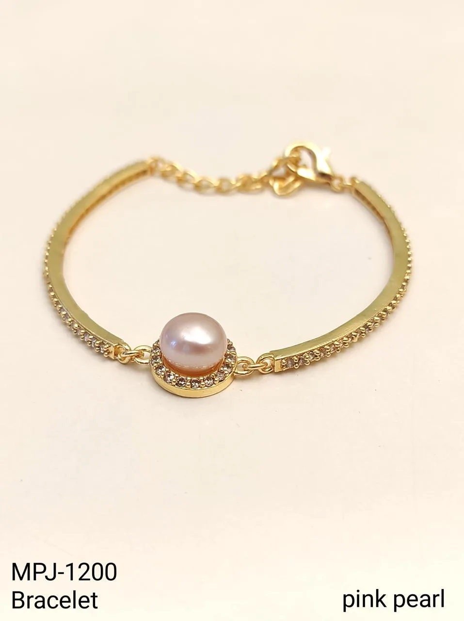 Pink & Gold — Freshwater Pearl Accent Bracelet — Pink & Gold