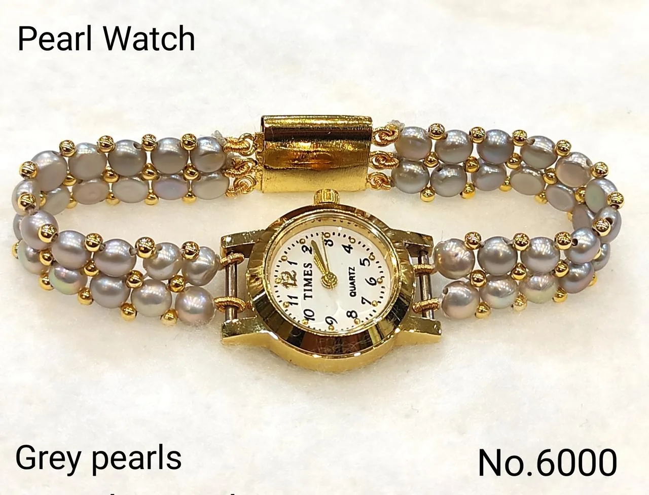 Grey Freshwater Pearl strap wristwatch — Grey