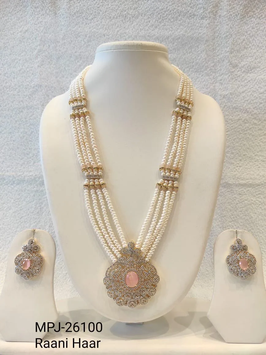 White & Pink — Freshwater Pearl Necklace Set — White & Pink