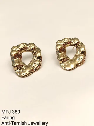 Gold — Textured Open Shape Earrings