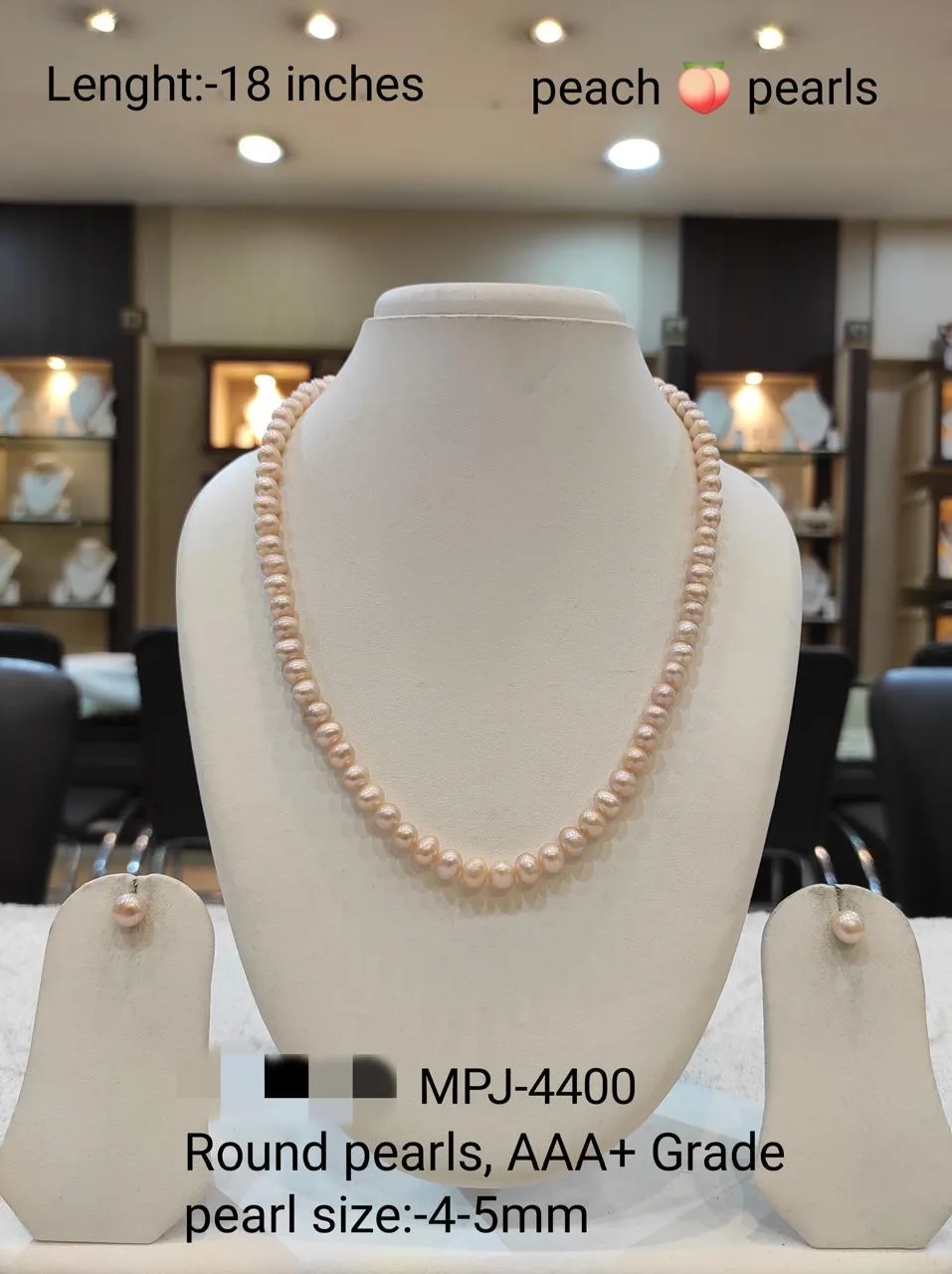 Pearl necklace set — Peach